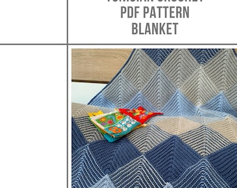 Tunisian crochet Blanket PDF Pattern, afghan crochet baby Blanket pattern download, mitered square, modular crochet, patchwork crochet PDF