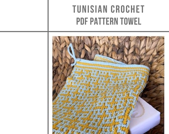 Tunisian crochet Dishcloth PDF Pattern, tunisian mosaic crochet Washcloth pattern, PDF Download Pattern, afghan crochet, crochet Towel PDF