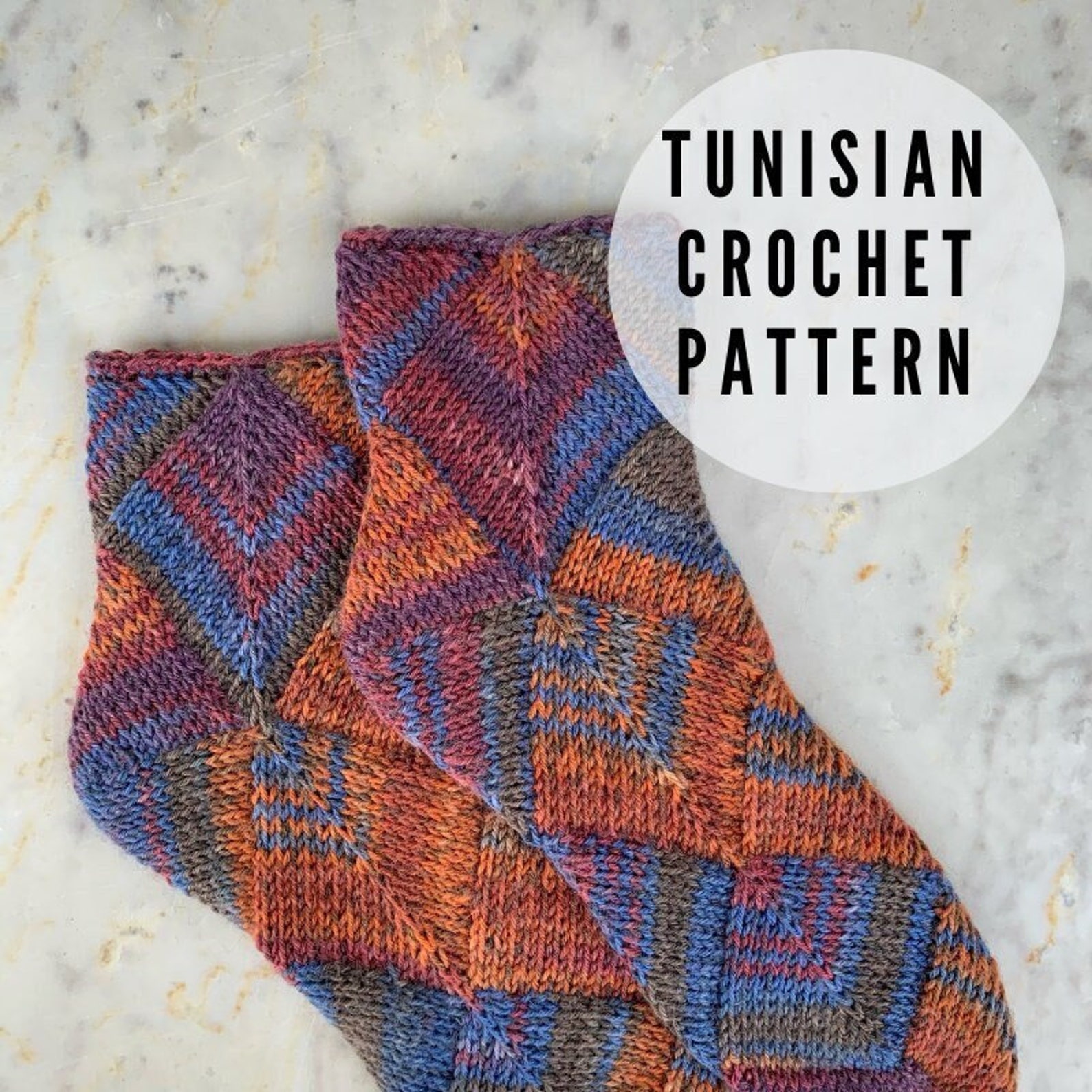 Tunisian Crochet Socks PDF Pattern Afghan Crochet Socks Etsy