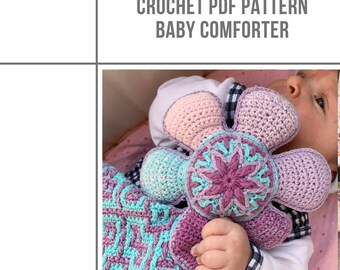 Crochet Baby Comforter PDF Pattern, inset mosaic crochet blanket pattern, PDF Download Pattern, overlay crochet PDF, tapestry crochet