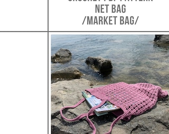Crochet Market Bag PDF Pattern, summer Net Bag pattern, Download PDF Pattern, Tote Bag PDF, crocheted bag patterns diy, cotton boho bag
