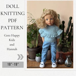 KNITTING Pullover PDF PATTERN for doll Gõtz Happy Kidz, Gotz Hannah and Journey Girls 18“- 19“ / 45 - 50 cm, dolls sweater pdf pattern