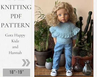 KNITTING Pullover "Butterfly" PDF PATTERN for doll Gõtz Happy Kidz, Gotz Hannah and Journey Girls 18“- 19“ / 45 - 50 cm, dolls sweater