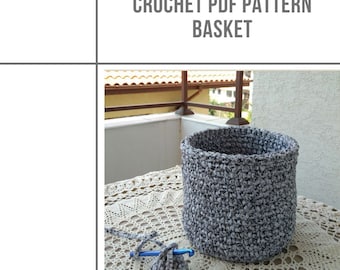 Crochet Basket Pattern from a ribbon yarn, DIY crochet Pattern, PDF crochet Pattern, diy storage crochet basket, crochet bowl pattern