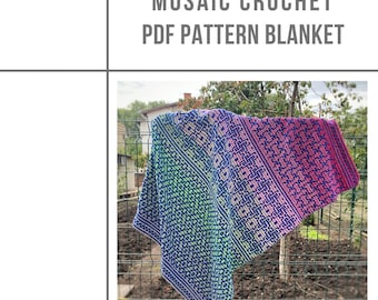 Mosaic crochet Blanket PDF Pattern, inset mosaic crochet Blanket pattern, PDF Download Pattern, afghan crochet, crochet Blanket PDF
