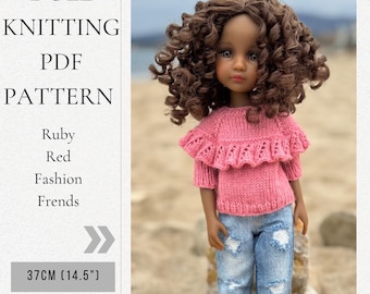 KNITTING Pullover "Butterfly" PDF PATTERN for doll Ruby Red  14.5“ / 36 cm and Paola Reina 12.5" / 32 cm, dolls clothes, sweater pdf pattern
