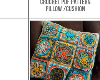 Crochet Pillow PDF Pattern, overlay crochet cushion pattern, PDF Download Pattern, mosaic crochet english pattern, granny square PDF