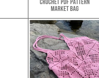 Crochet Market Bag PDF Pattern, summer Net Bag pattern, Download PDF Pattern, Tote Bag PDF, crocheted bag patterns diy, cotton boho bag