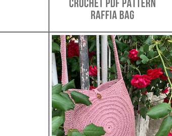 Crochet Raphia Bag Pattern, PDF crochet Pattern, DIY crochet tote bag, crochet raphia bag pattern, raffia bag pattern