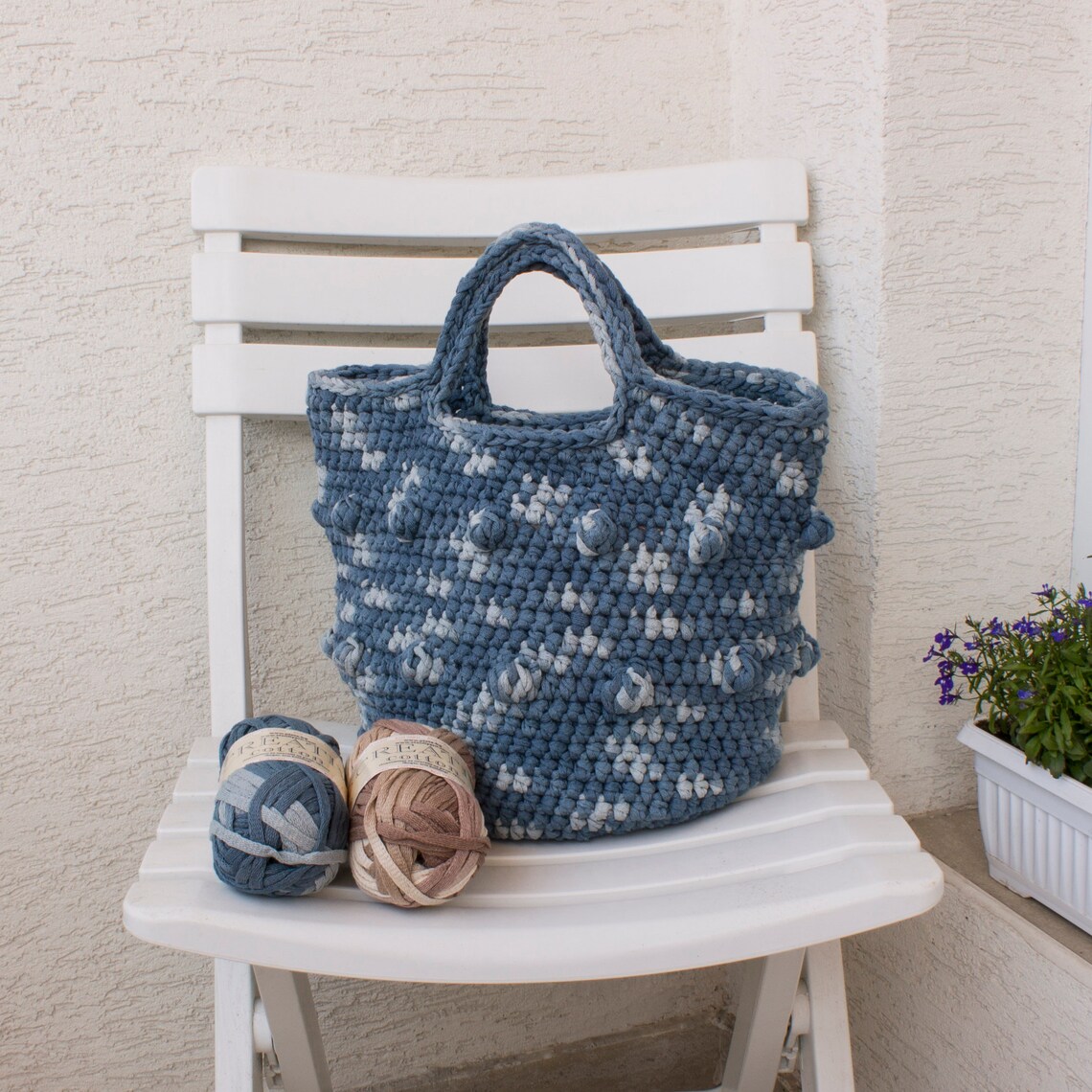 DIY crochet Bag kit Bag from a ribbon yarn kit cotton tote Etsy