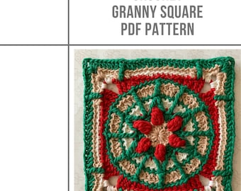 Crochet Granny square PDF Pattern, overlay crochet pattern, PDF Download Pattern, mosaic crochet english pattern, granny square PDF