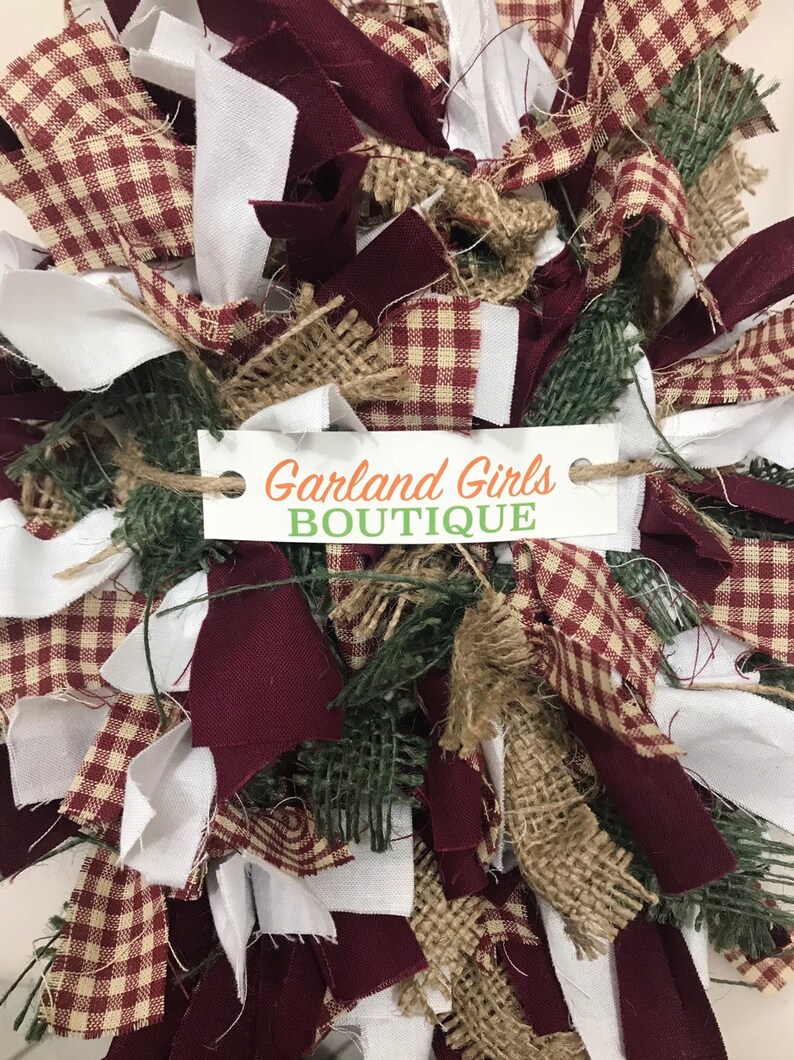 Fabric Burlap Christmas garland 6ft Rustic swag rag garland Etsy