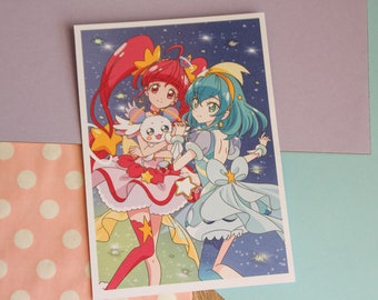 Star twinkle magical girls anime cute postcards