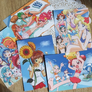 Cartoline estive casuali di ragazze magiche anime