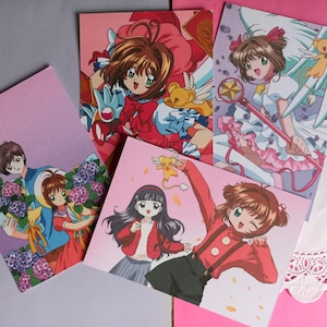 Cartes postales faites main fille magique Sakura