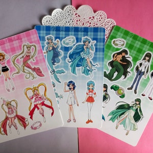 Mermaids magical girls anime cute sticker sheets