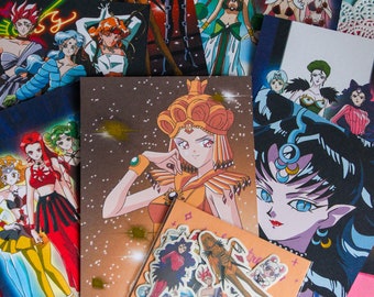 Villains Magical Girls Stickers & Postcards: Handmade Anime Art