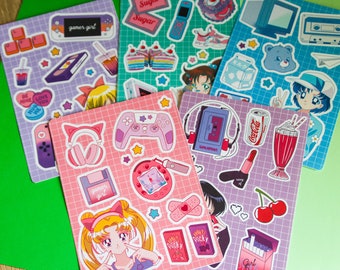 90s Nostalgia Sticker Sheets - Handmade Stickers