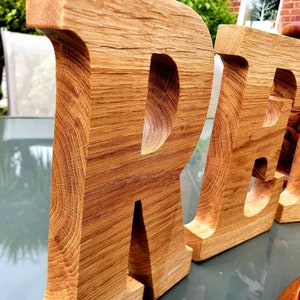 LETRAS EN ROBLE, roble inglés macizo grande de 8 pulgadas de alto