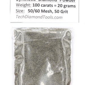 Grinding Diamond Powder, 50 Grit, 300-250 Micron, Metal, Glass, Gemstones Polishing (25 carats, 50 carats, 100 carats)