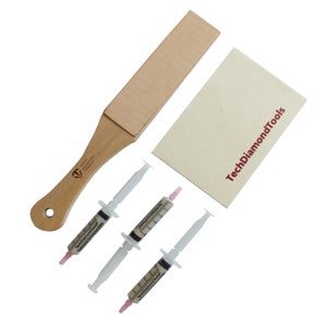 Knife Sharpening Kit of Leather Strop, Three 25% Diamond Sharpening Pastes and A Wool Cloth, Knife Sharpener