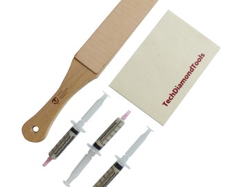 Knife Sharpening Kit of Leather Strop, Three 25% Diamond Sharpening Pastes and A Wool Cloth, Knife Sharpener