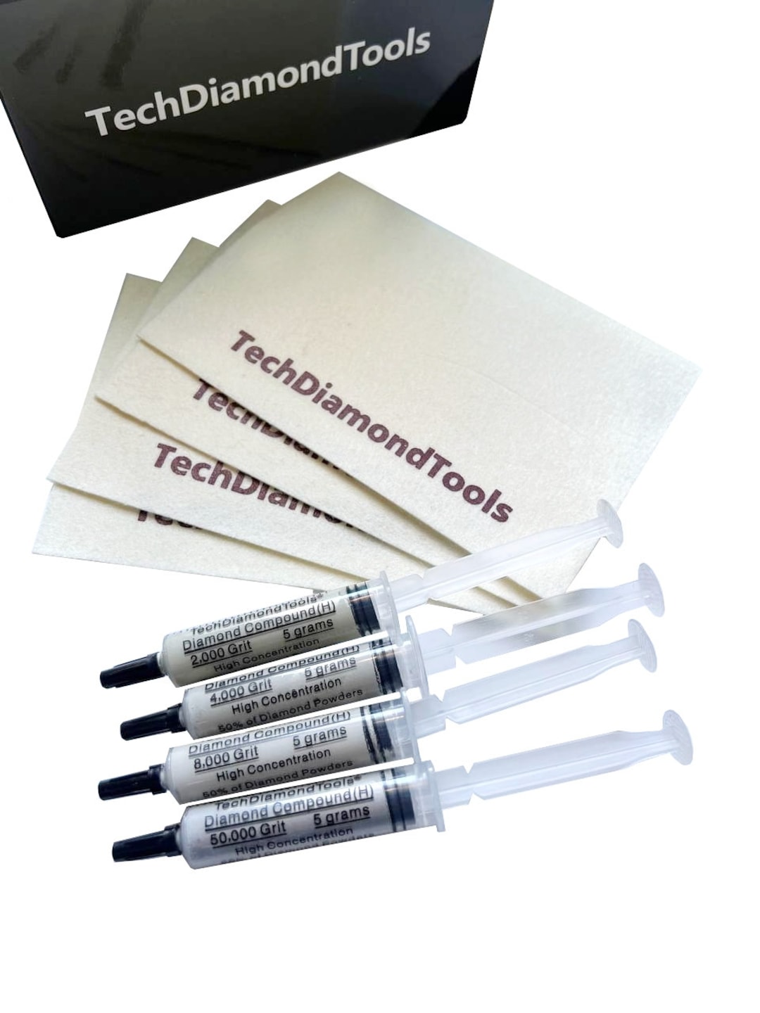 Phone Screen Scratch Remover Kit of 4 Diamond Polishing Compounds and 4 Wool Cloths to Polish