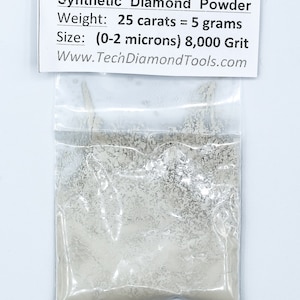 Polishing Diamond Powder, 8,000 Grit, 2 Micron, Metal, Glass, Gemstones Polishing (25 carats, 50 carats, 100 carats)