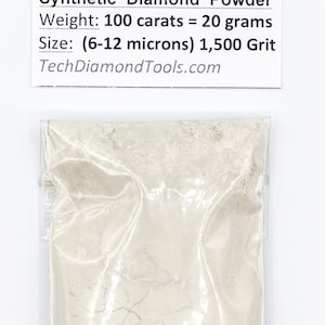 Polishing Diamond Powder, 1,500 Grit, 6-12 Micron, Metal, Glass, Gemstones Polishing (25 carats, 50 carats, 100 carats)