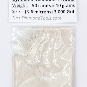 Polishing Diamond Powder, 3,000 Grit, 6 Micron, Metal, Glass, Gemstones Polishing (25 carats, 50 carats, 100 carats)