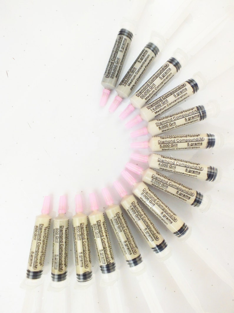 Diamond Polishing Compound, 15 Syringes, 25% of Diamond Powder, Mirror Shine, Gemstone Polish, Metal Polish, Glass Polish, Made in USA shops