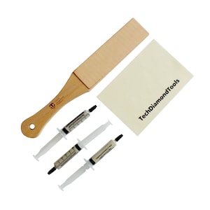 Knife Sharpening Kit of Leather Strop, 3 Diamond Pastes and Wool Cloth, Knife Sharpener Knife Sharpening Compound Diamond Stropping Compound