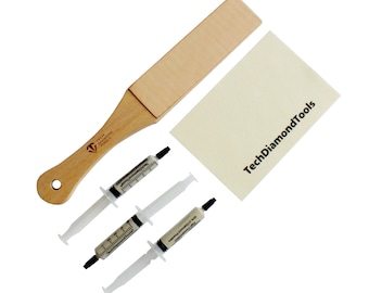 Knife Sharpening Kit, Leather Strop, Diamond Pastes, Wool Cloth