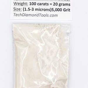 Polishing Diamond Powder, 5,000 Grit, 3 Micron, Metal, Glass, Gemstones Polishing (25 carats, 50 carats, 100 carats)