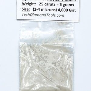 Polishing Diamond Powder, 4,000 Grit, 4 Micron, Metal, Glass, Gemstones Polishing (25 carats, 50 carats, 100 carats)