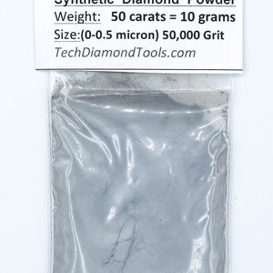 Polishing Diamond Powder, 50,000 Grit, 0.5 Micron, Metal, Glass, Gemstones Polishing (25 carats, 50 carats, 100 carats)