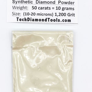 Polishing Diamond Powder, 1,200 Grit, 10-20 Micron, Metal, Glass, Gemstones Polishing (25 carats, 50 carats, 100 carats)