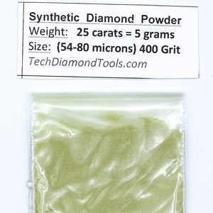 Polishing Diamond Powder, 400 Grit, 54-80 Micron, Metal, Glass, Gemstones Polishing (25 carats, 50 carats, 100 carats)