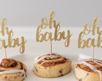 Oh Baby Cupcake Toppers, Baby Shower Decor, Gender Reveal Party, Baby Table Scatter, Gender Neutral Shower, Baby Sprinkle, Oh Baby Decor