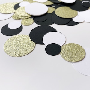 Festa in nero e oro, 150 PEZZI, coriandoli neri e oro, festa di laurea, festa in bianco e nero, coriandoli per matrimonio, 50° compleanno, decorazione da tavolo