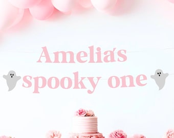 Spooky One - Custom Pink Halloween First Birthday Banner