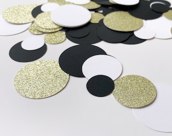 Black and Gold Party, 150 PIECES, Black Gold Confetti, Graduation Party, Black White Party, Wedding Confetti, 50th Birthday, Table Scatter