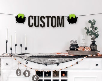 Custom Halloween Banner, Spooky Banner, Cheers Witches, Potions Bar, Halloween Decorations, Personalized Banner, Halloween Party, Booday