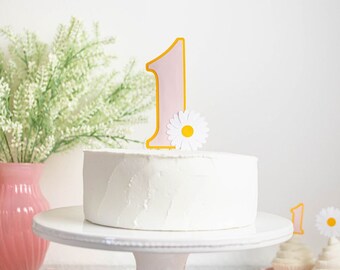 Daisy Cake Topper, Daisy Theme 1st Birthday, One Cake Topper, Cake Smash Decor, First Birthday, Custom Cake Topper, Retro Party, Flower