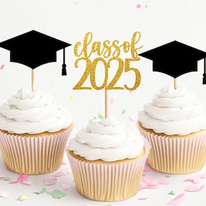 Class of 2025 Graduation Party Cupcake Topper, Grad Party Supplies, Graduation Decoration, Grad Cap, Congrats Grad, Cake Topper, Table Decor