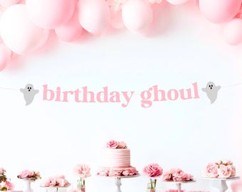 Birthday Ghoul - Pink Halloween Birthday Banner