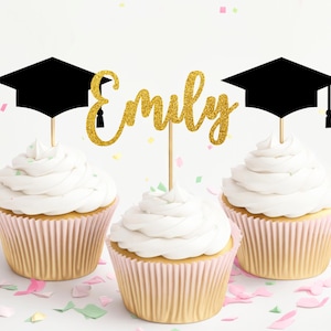Personalized Graduation Cupcake Toppers, Custom Graduation Party Decor, Grad Party Supplies, Class of 2025, Dessert Table Decor,