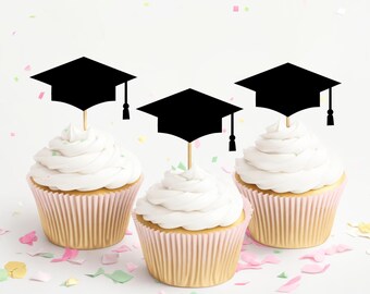 Graduation Cupcake Toppers, Grad Cap Decorations, Class of 2026