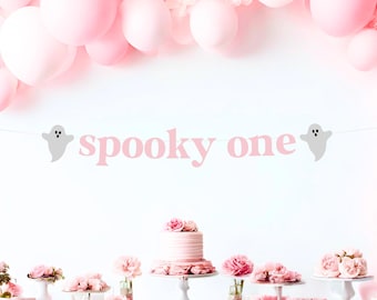 Pink Spooky One Banner | First Birthday Halloween Ghost Banner