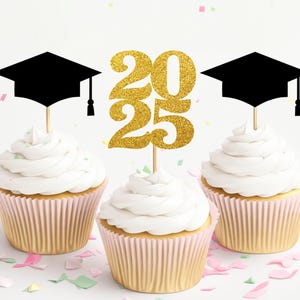 Graduation 2025 Party Decorations, Cupcake Toppers, Grad Dessert Table Decor, 2025 Picks, Graduation Ideas, Graduation Centerpiece, College